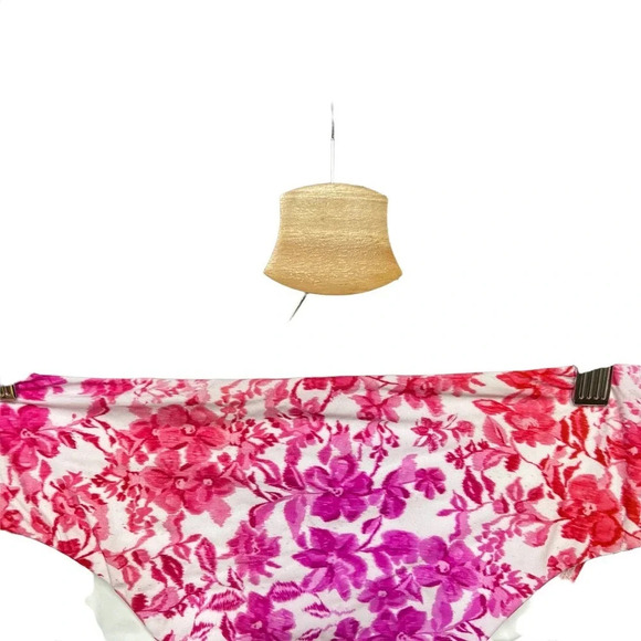PILYQ Azalea Floral High Waist Bikini Bottoms Pink Size Medium - Picture 6 of 12